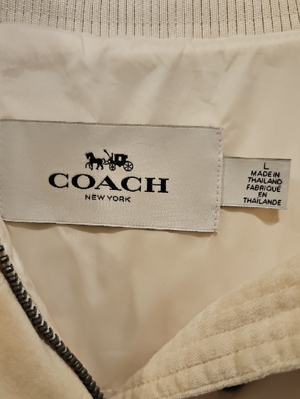 Coach Cream Quilted Women’s Puffer Coat with Faux Shearling Hood - Picture 2 of 9
